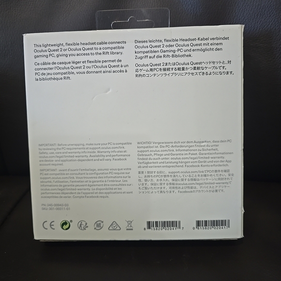 Oculus Link Virtual Reality Headset Cable for Quest 2 and Quest - 16FT (5M) - PC - Picture 3 of 6